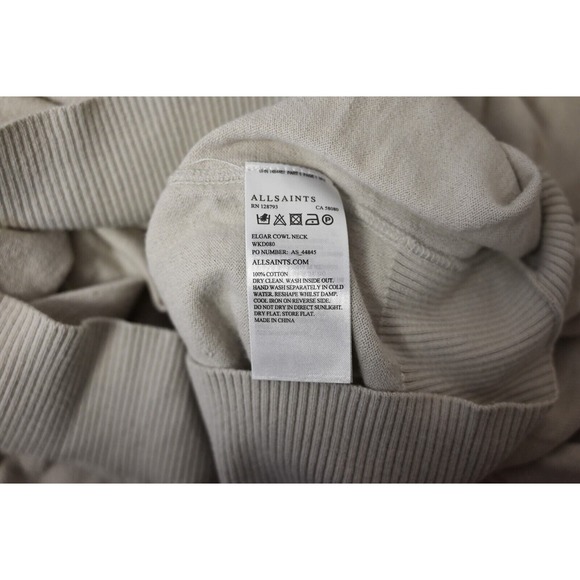 All Saints Gray Knit Cowl Snap Back Drape Sweater Size US 8 UK 12 - Picture 9 of 9